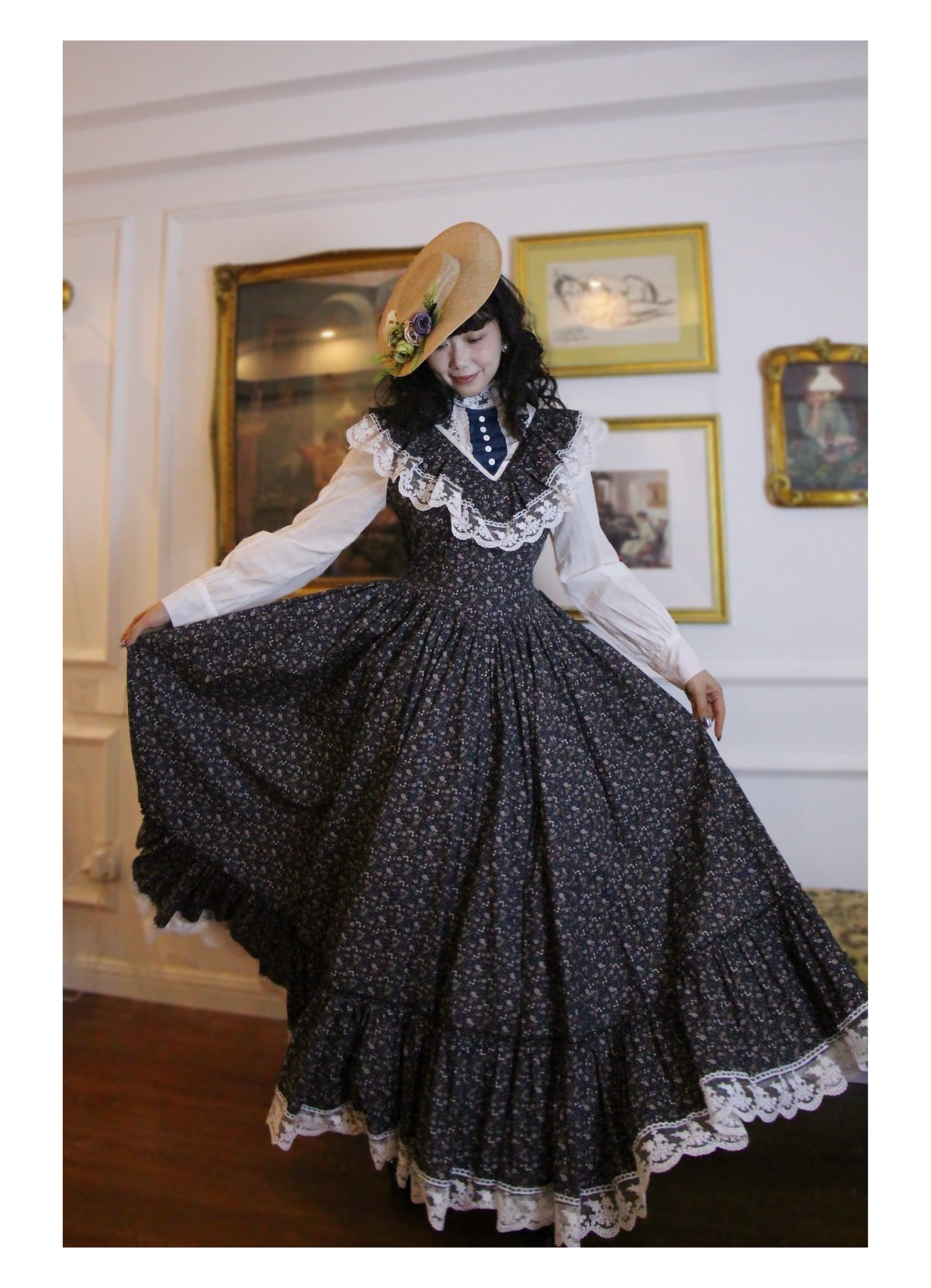 Wizard of Oz / 繁花集 小花柄レースロングワンピース [LO1509