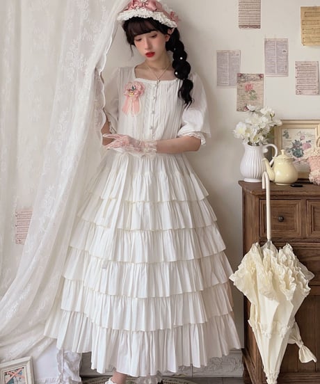Fable Red Roof ローズガーデンの日々  ロリィタ  ケーキフリルドレス [LO536]