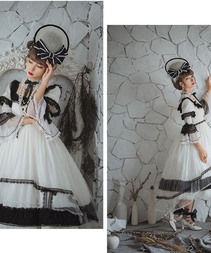HinanaQueena ワルツ ホワイト ロリィタドレス ワンピース+帽子 XL