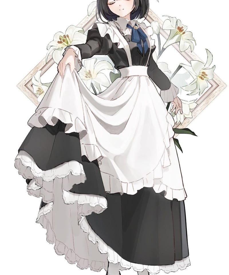 メイド服 黒と銀 フリル ウィッグ付き 9dc3f45f39936891e0d66db3747c01