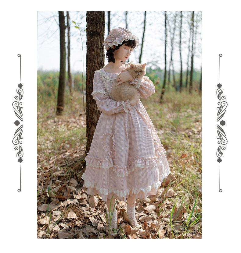 ピンク ギンガムチェック ロリィタドレス ワンピース ハニーヨーグルト