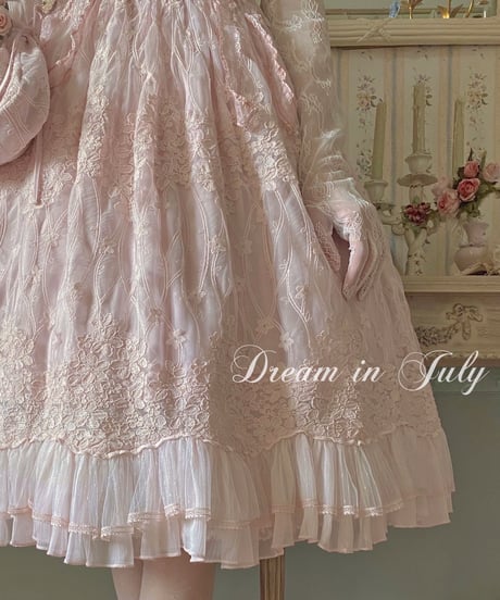 Dream in July チェリーブロッサム 刺繍フライングスリーブ JSK [LO533]