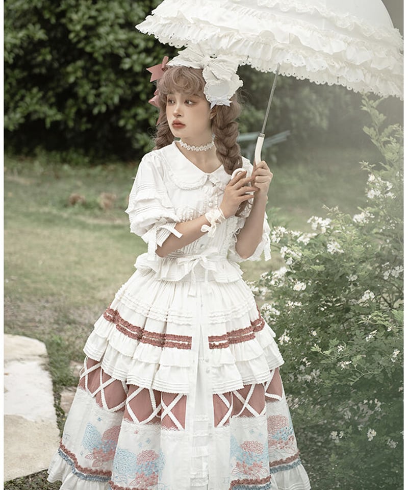 花柄　女子　vintage スカート　ロリィタ　クラシックスカート　人面花ウエスト70-90cm