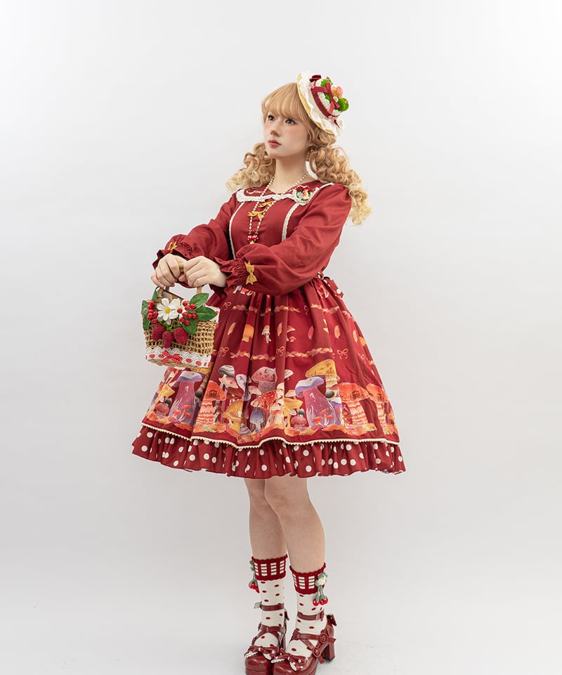 Miss Cube きのこの妖精 ロリィタドレス 長袖ワンピース [LO939 Miss Cube きのこの妖精 ロリィタドレス 長袖ワンピース [LO939