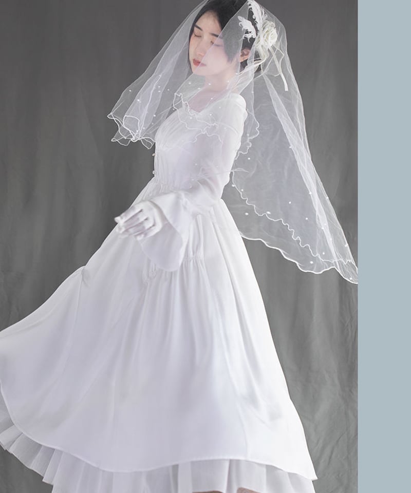 ホワイト クラシック ロリィタ ドレス ワンピース 純白礼賛OP L [LO98