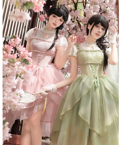 with PUJI Letter and Poetry / 中華風ロリィタ 麗しの馨香 ワンピース セット [LO1603]