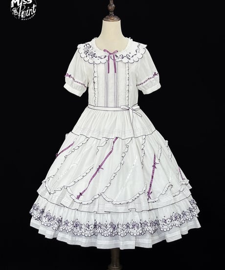 Miss Point 四季の果樹園 ロリィタドレス ストライプ花びらヘム日常ワンピース  [LO1611]
