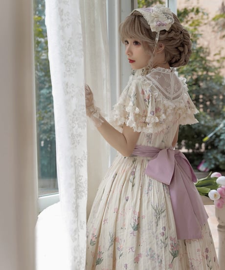 Gloaming 薄暮之海 / about Tulips —チューリップの詩— コットン エドワーディアンドレスSP ワンピース [LO753]
