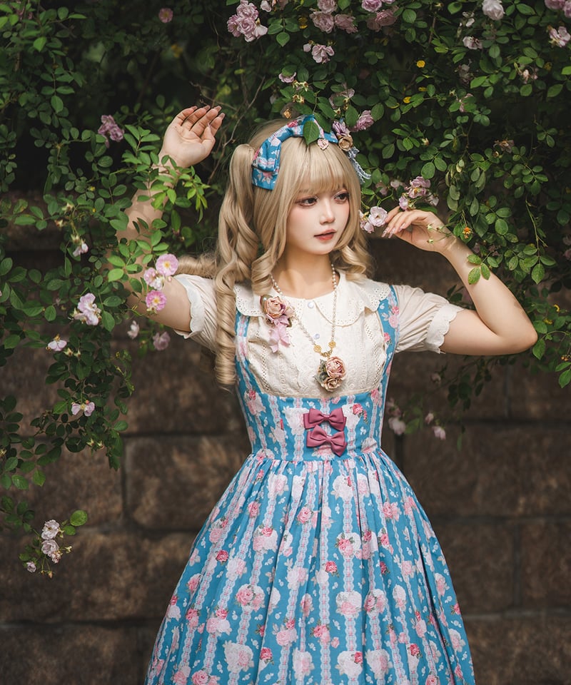 MISS POINT ロリータドレス ピンク×生成 Mサイズ Miss Point 木香薔薇 1.0 レース/花柄 ロング ロリィタドレス