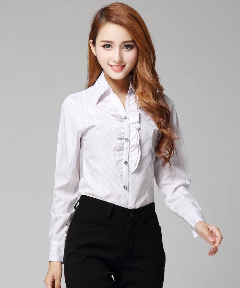 フリル ストライプ 長袖 シャツ ブラウス XXL [BL194] | Roses on th