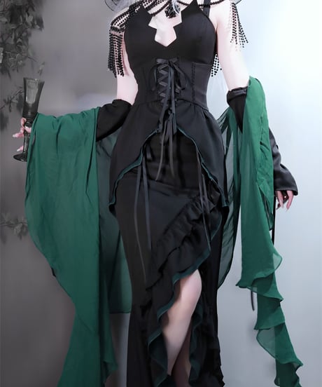 VantablackStudio / 無尽夢 フィッシュテイルSK, ブラウス セット[LO1536]
