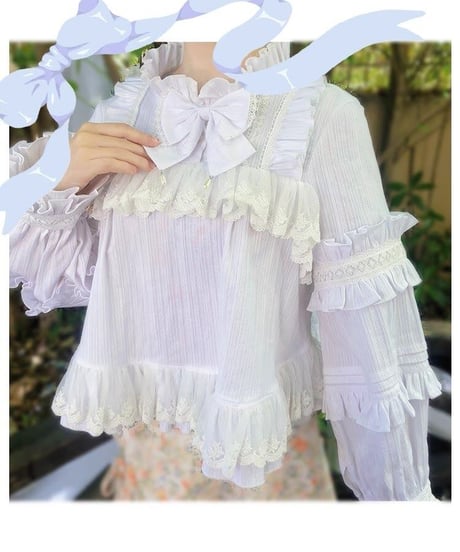 Lucy and  Lory / Pastoral roaming クラシック コットン ブラウス、ケープ [LO860]