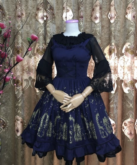 シフォン レース ラウンドネック 姫袖 ロリィタインナーブラウス [LO557]