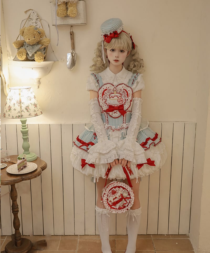 Twin Bears / ひとくちケーキ姫 緑赤ロリィタドレス ワンピース②