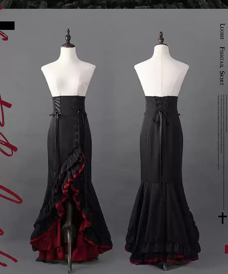 VantablackStudio / 紫＆紅 ゴシック フィッシュテイルスカート、蝙蝠ボレロ＆キャミソール [LO1223]