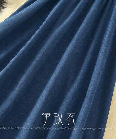 白別布 レースドールカラー コーデュロイ ロングワンピース  2XL [OP312]