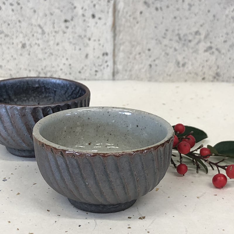 笠間焼 / 鎬のぐい呑（鉄×透明） | 和の雑貨 えん