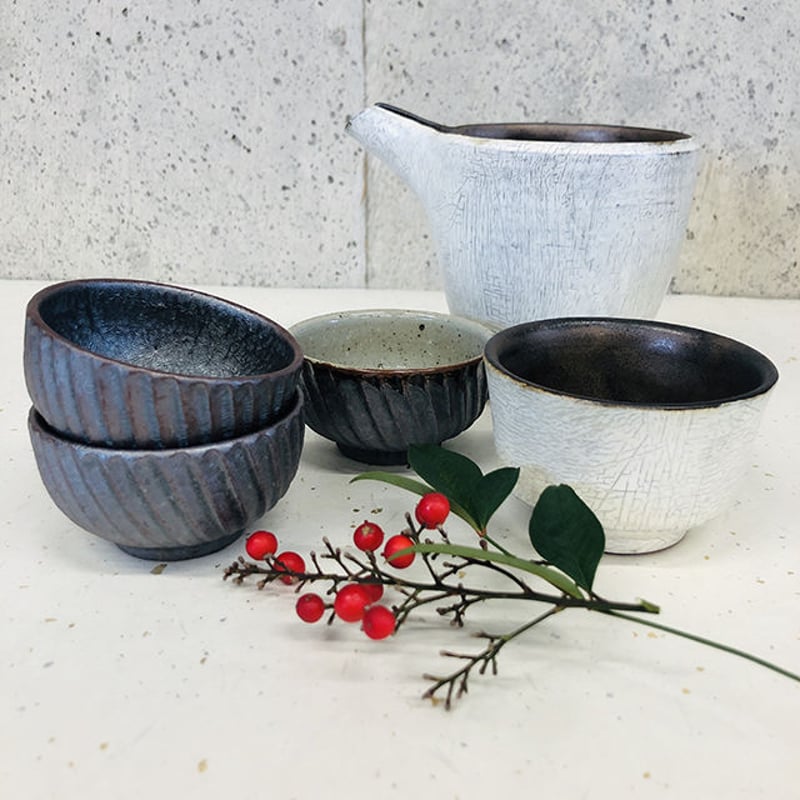 笠間焼 / 片口酒器B（粉引×ラスター彩） | 和の雑貨 えん