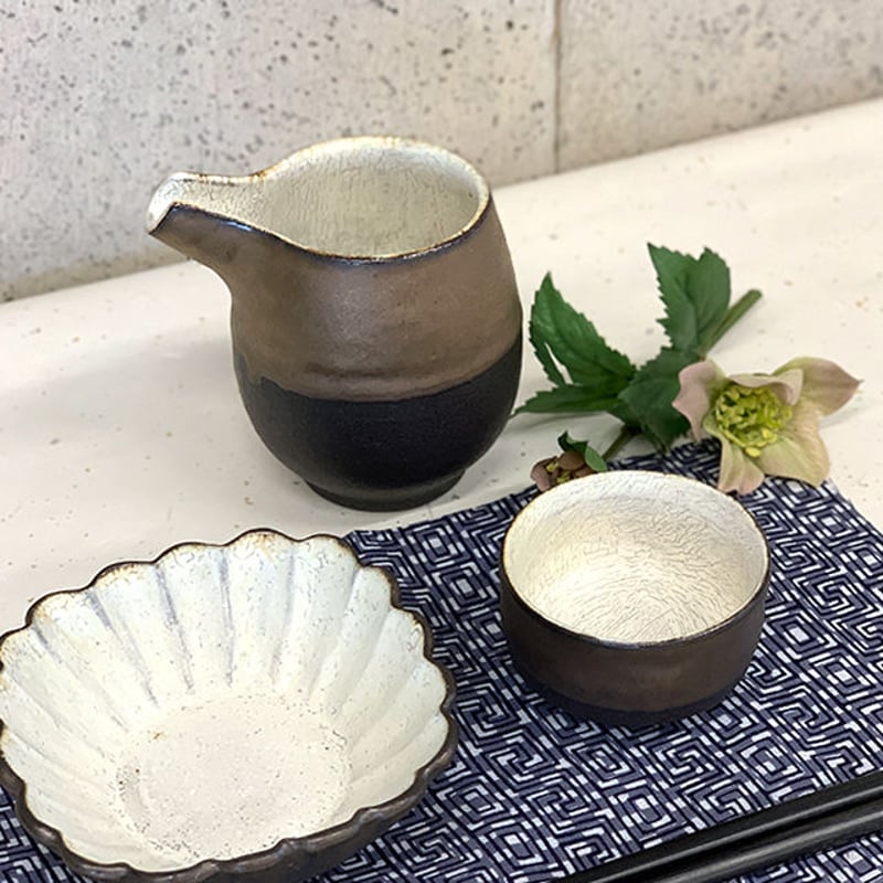 笠間焼 / 片口酒器A（ラスター彩×粉引） | 和の雑貨 えん