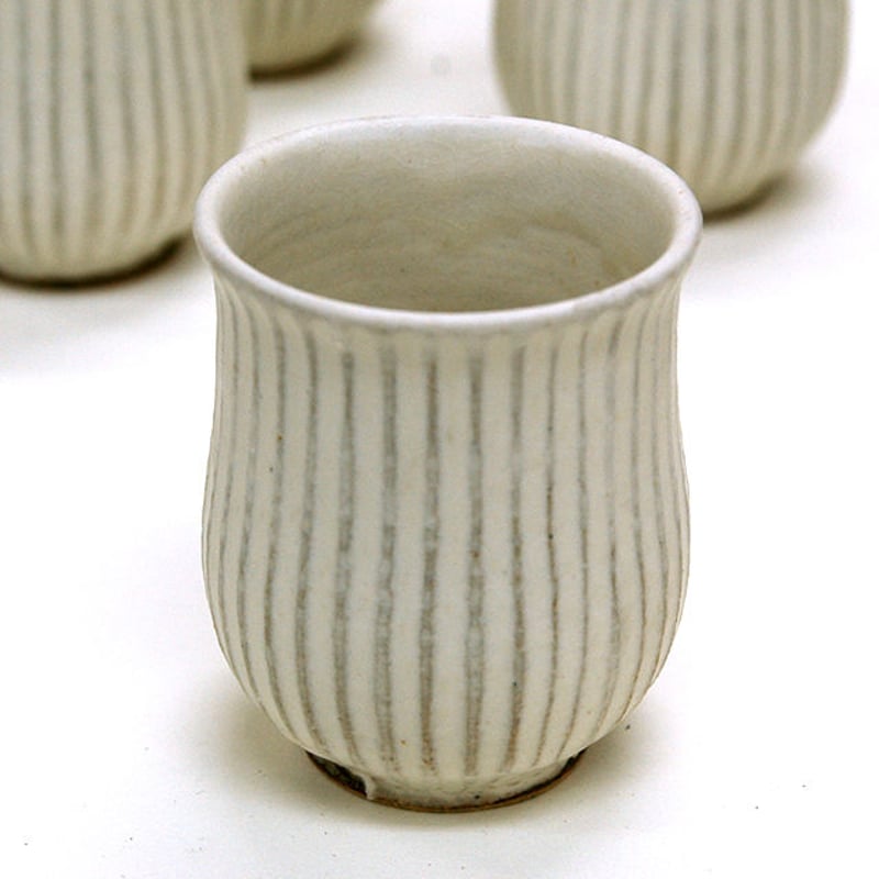 笠間焼 / 鎬（しのぎ）の湯のみ（白） | 和の雑貨 えん
