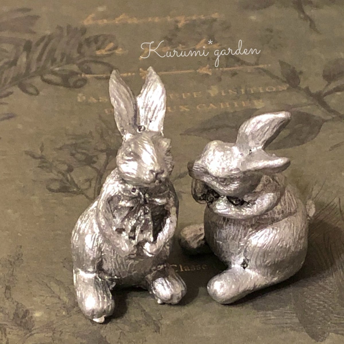 うさぎの置物 ミニチュア 2個セット | kurumigarden's STORE