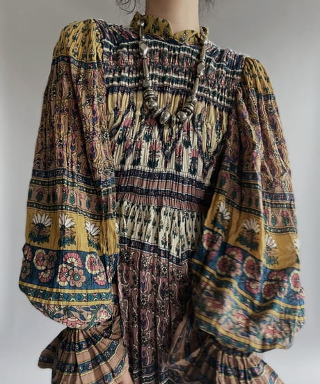 【RE;CIRCLE】 RE Indian Cotton Balloon Sleeved One-piece / 220901-007