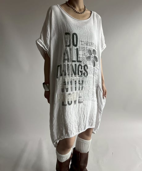 【USED】 Made in Italy Linen Over Size T-Shirt / 250726-026