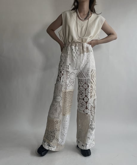 【RE;CIRCLE】 RE Crochet Patchwork Pants / 220623-025