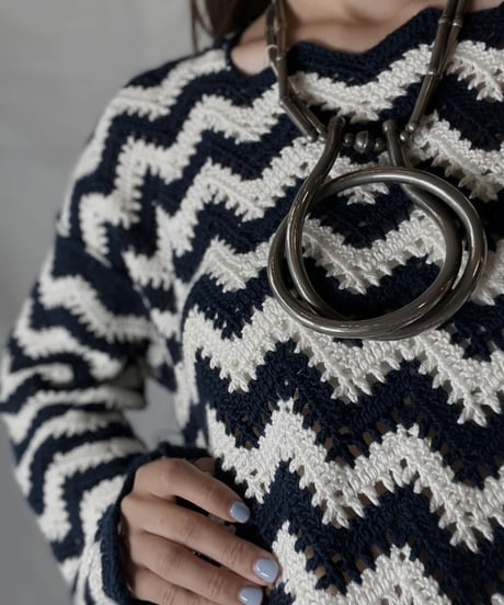【USED】  Crochet Knit L/S Top ④/211014-038