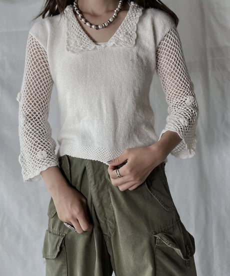 【USED】   Crochet Knit L/S Top②/210921-037