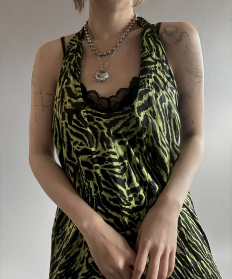 【USED】 GANNI Zebra Pattern Halter Neck One-Piece  /251004-027