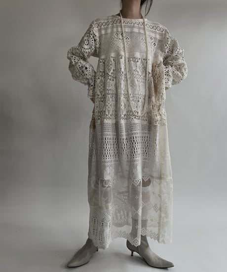 【RE;CIRCLE】 RE Crochet Lace Patchwork One-piece / 220526-011