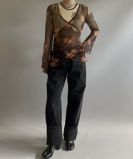 【USED】 Flower Patterned Sheer Top / 230909-010