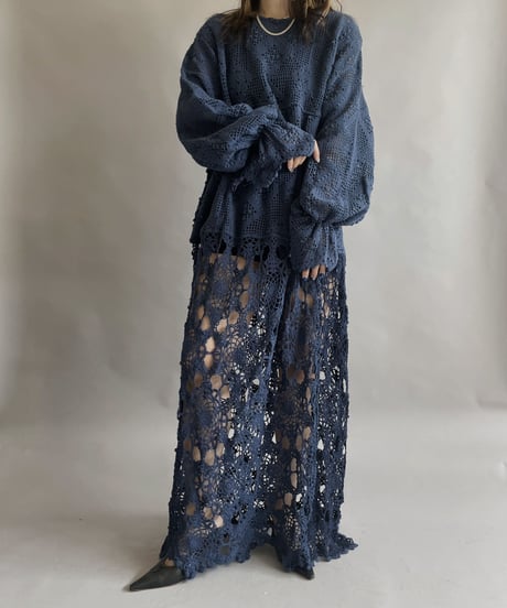 【RE;CIRCLE】 RE Crochet One-piece Navy / 230330-010