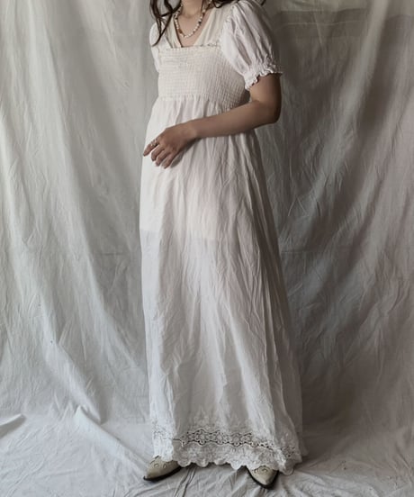 【USED】 White Cotton Camisole Dress②/210421-010