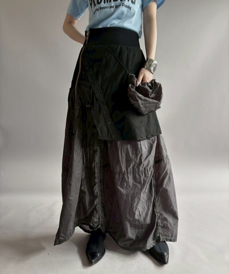 【RE;CIRCLE】 RE U.S Military Rebuild Parachute Layered Skirt Black / 260423-006