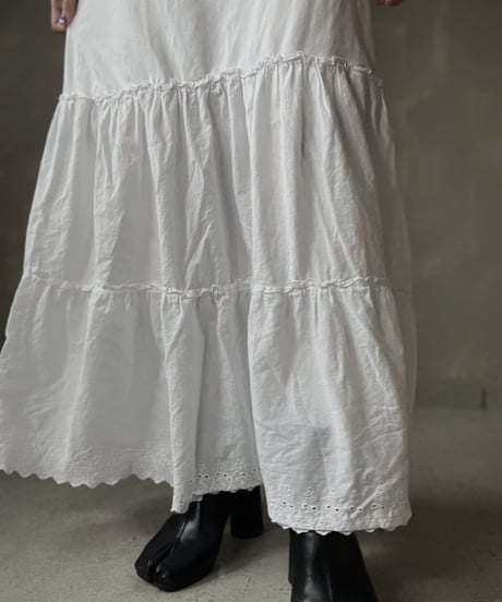 【USED】  White Cotton Long Skirt/220220-043