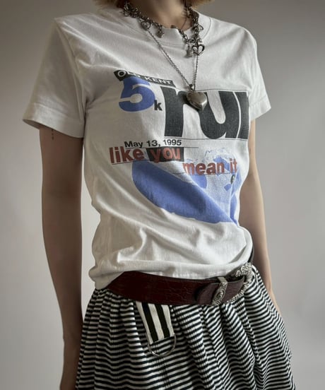 【USED】 RESIZED Made in USA 95's Fruit of the Loom 5k RUN T-Shirt / 250802-005