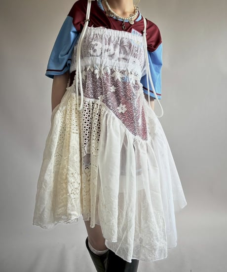 【RE;CIRCLE】RE Crochet Lace Patch work Camisole One-Piece Middle/250731-003