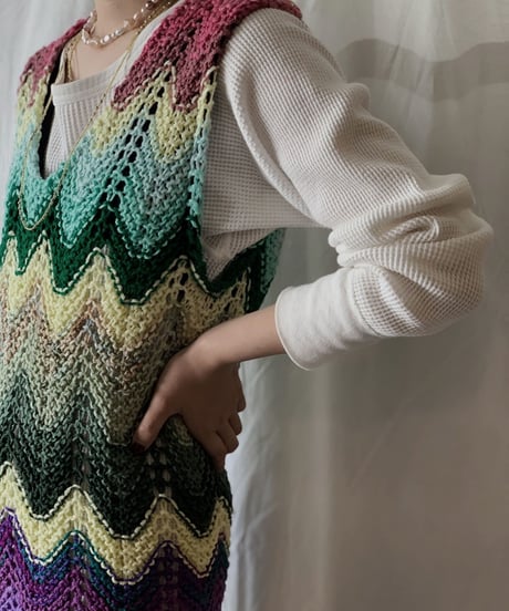 【RE;CIRCLE】 Remake Granny Knit N/S One-piece③/210331-013