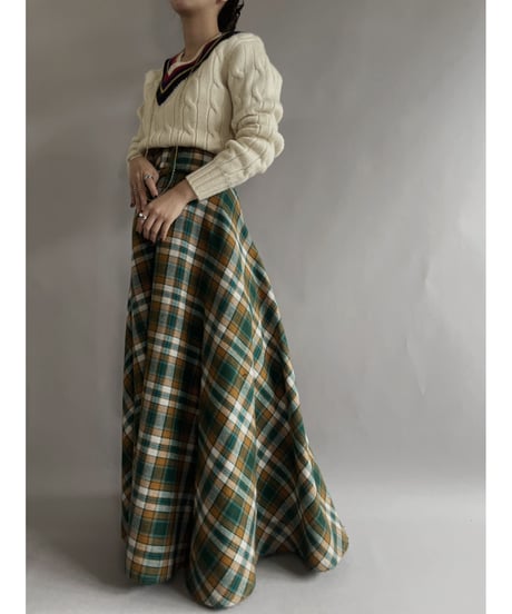 【USED】  Checked Long Skirt / 221105-023