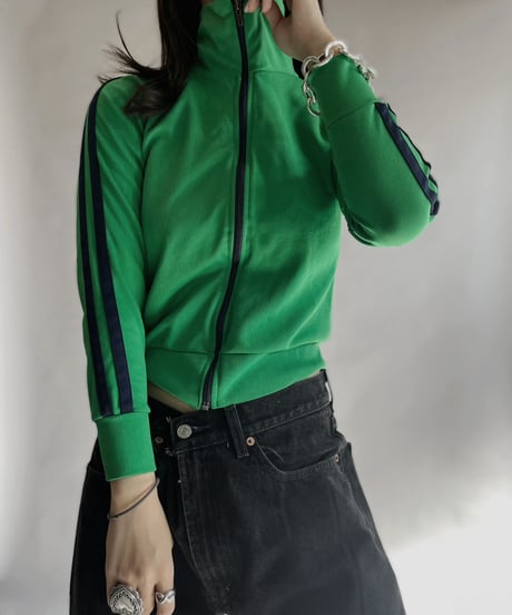 【USED】 Poly Zip-up Line Top Green / 230128-003