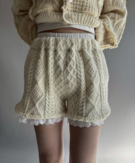 【RE;CIRCLE】 RE Aran Knit Layered Shorts / Ivory / 251106-002