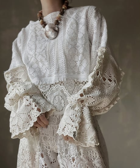 【RE;CIRCLE】 RE Crochet Patchwork L/S Top⑦/20220317-012