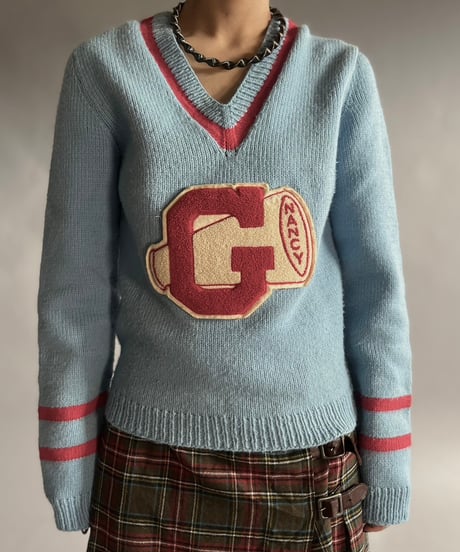 【USED】 Vintage Lettered Knit Top/241130-015