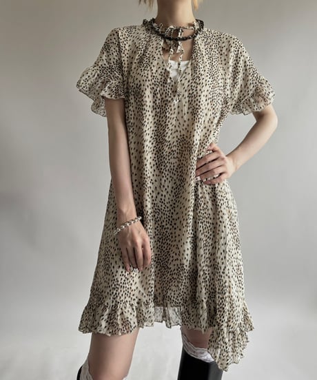 【USED】 Made in ITALY Leopard Pattern S/S One-Piece  / 250531-001