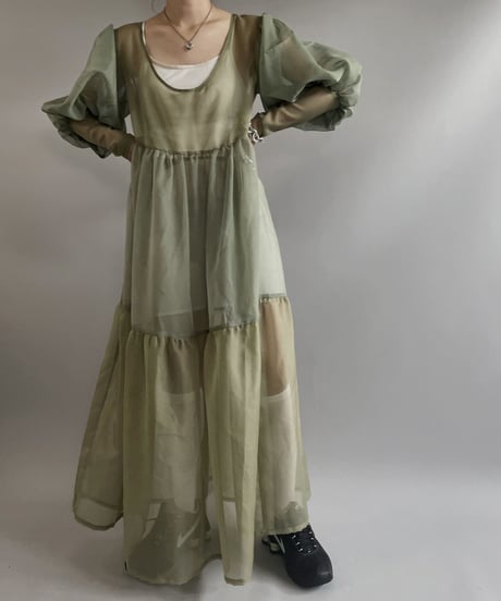 【RE;CIRCLE】 RE Sheer Puff Sleeve One-piece / 230706-001