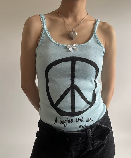 【USED】 Made in USA 80's Peace Mark Camisole Top /250301-012