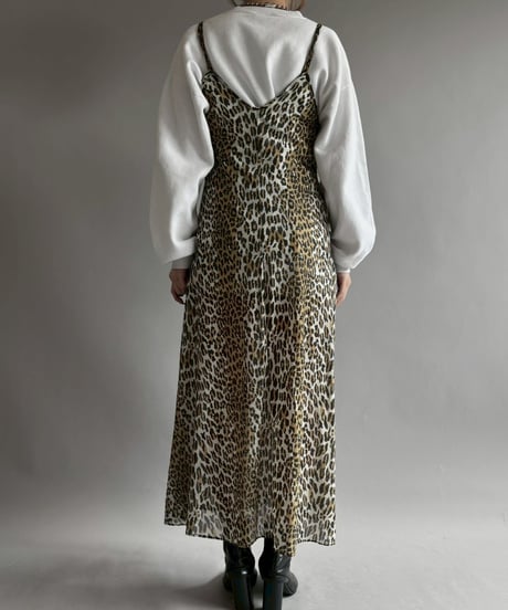 【USED】 Leopard Print Long Slit One-Piece /251129-003