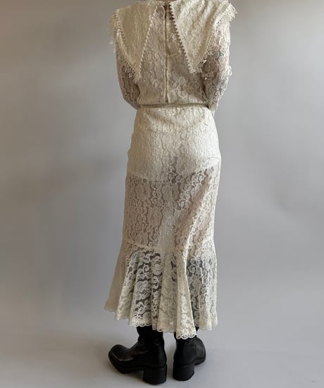 【USED】 Made in USA Lace Patterned Long One-Piece /250104-007